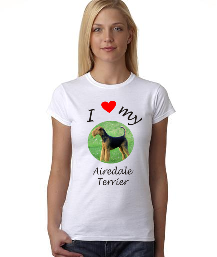 Dogs - I Heart My Airedale Terrier on Womans Shirt